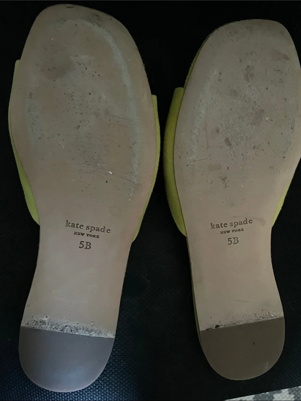 kate spade chartreuse pompom slide mules